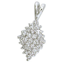 Elegant Rhodium Pendant Cluster of 25 Blue Luster Diamonds - Click Image to Close